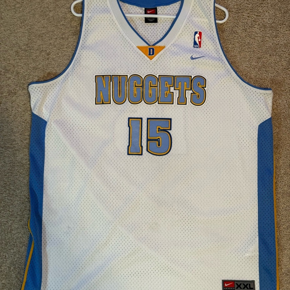 Nike White and Blue Nuggets Jersey